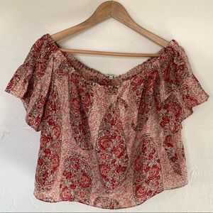 Madewell silk off-the shoulder paisley top